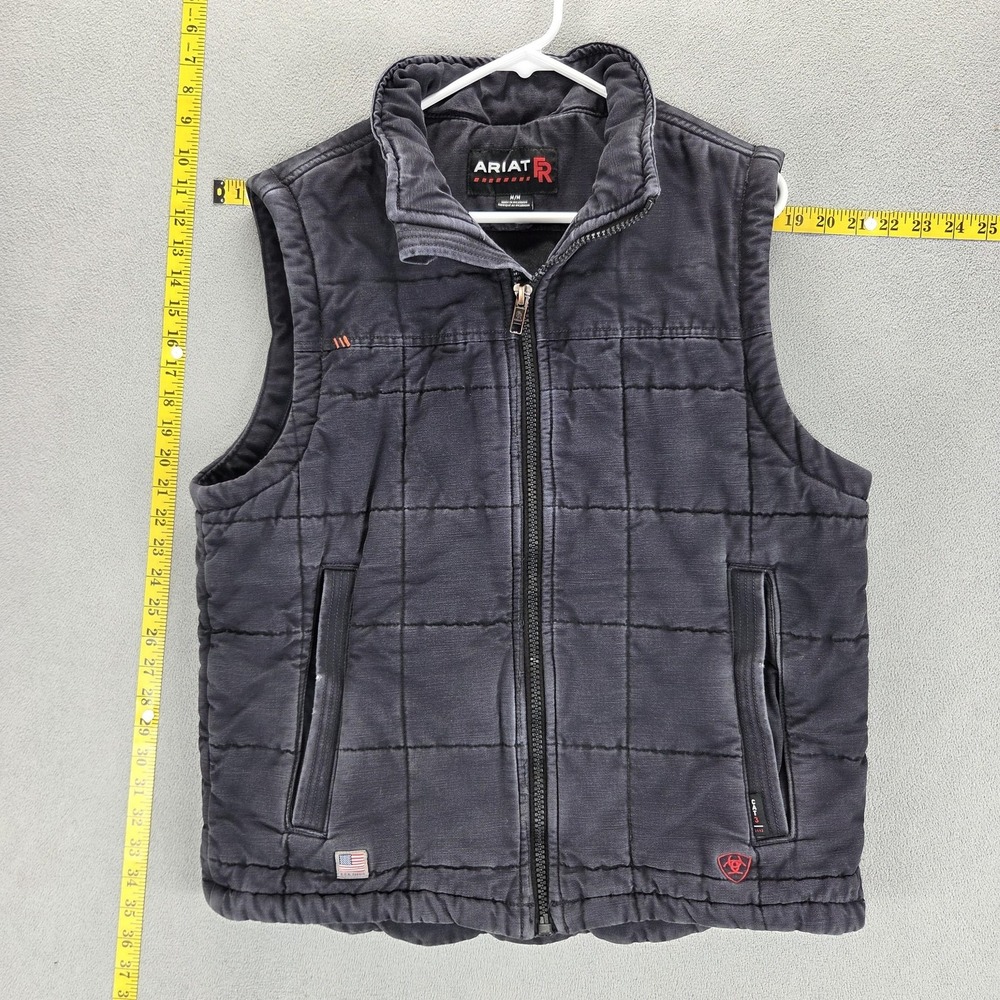 Ariat Vest Mens Medium Black FR Work Insulated Quilted Canvas CAT 3 Safety
